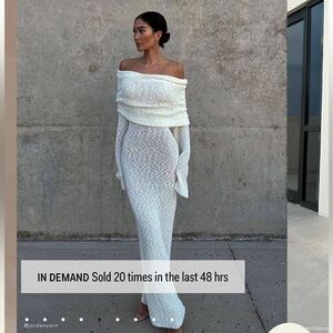 Meshki Marisol Off Shoulder Boucle Maxi Dress - Ivory